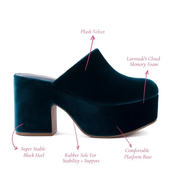 Brand New Miso Platform Clog In Deepsea Velvet - Picture 6 of 8